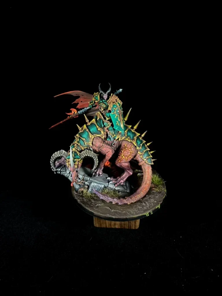 Exhibition painted Warhammer AoS Slaves to Darkness Archaon Grand Marshal - front view full body by Maxon Casting