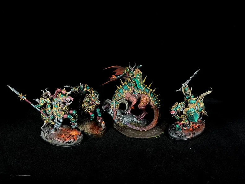 Exhibition Archaon Grand Marshal full scene display by Maxon Casting - Warhammer AoS Slaves to Darkness commission painting