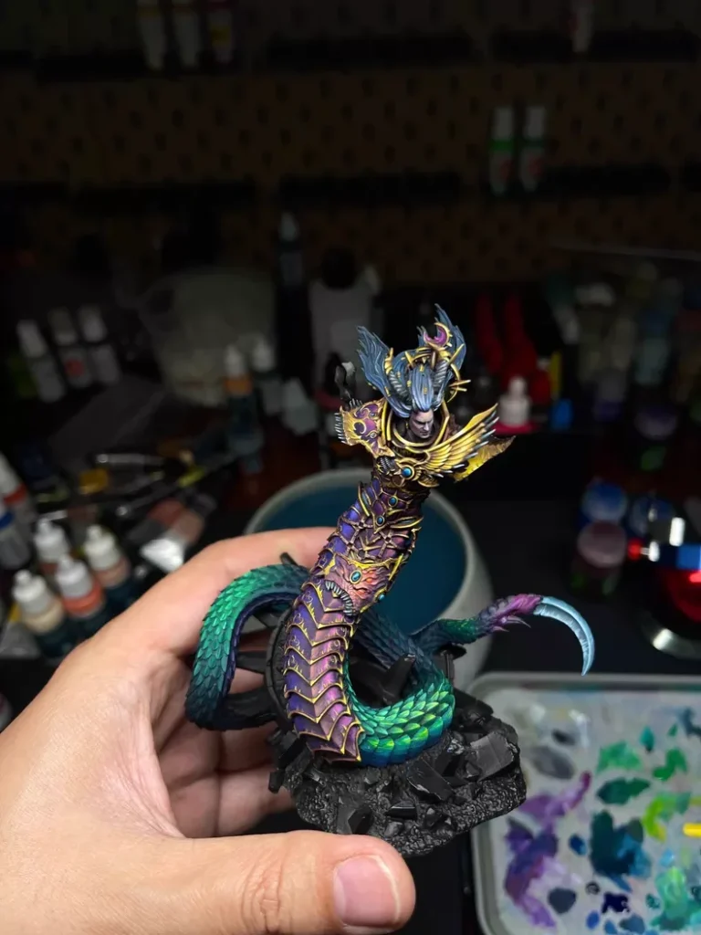 Exhibition Fulgrim Ascended full scene display by Maxon Casting - Warhammer 40K Slaanesh commission painting