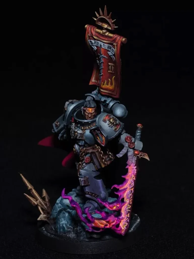 Fine Detail painted Warhammer 40K Grey Knights Grand Master Voldus - back view full body by Maxon Casting