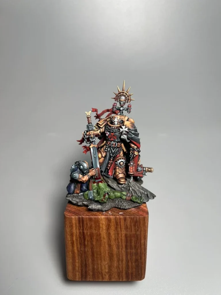 Exhibition painted Warhammer 40K Black Templars High Marshal Helbrecht - front view full body by Maxon Casting