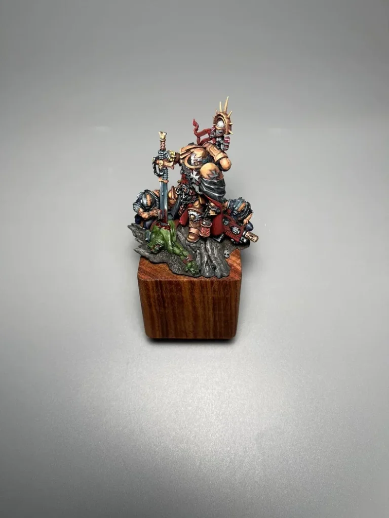 Exhibition painted Warhammer 40K Black Templars High Marshal Helbrecht - back view full body by Maxon Casting