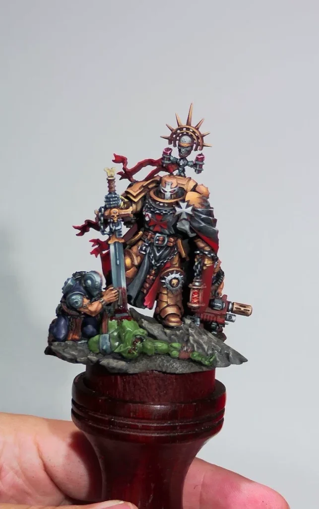 Exhibition High Marshal Helbrecht full scene display by Maxon Casting - Warhammer 40K Black Templars commission painting