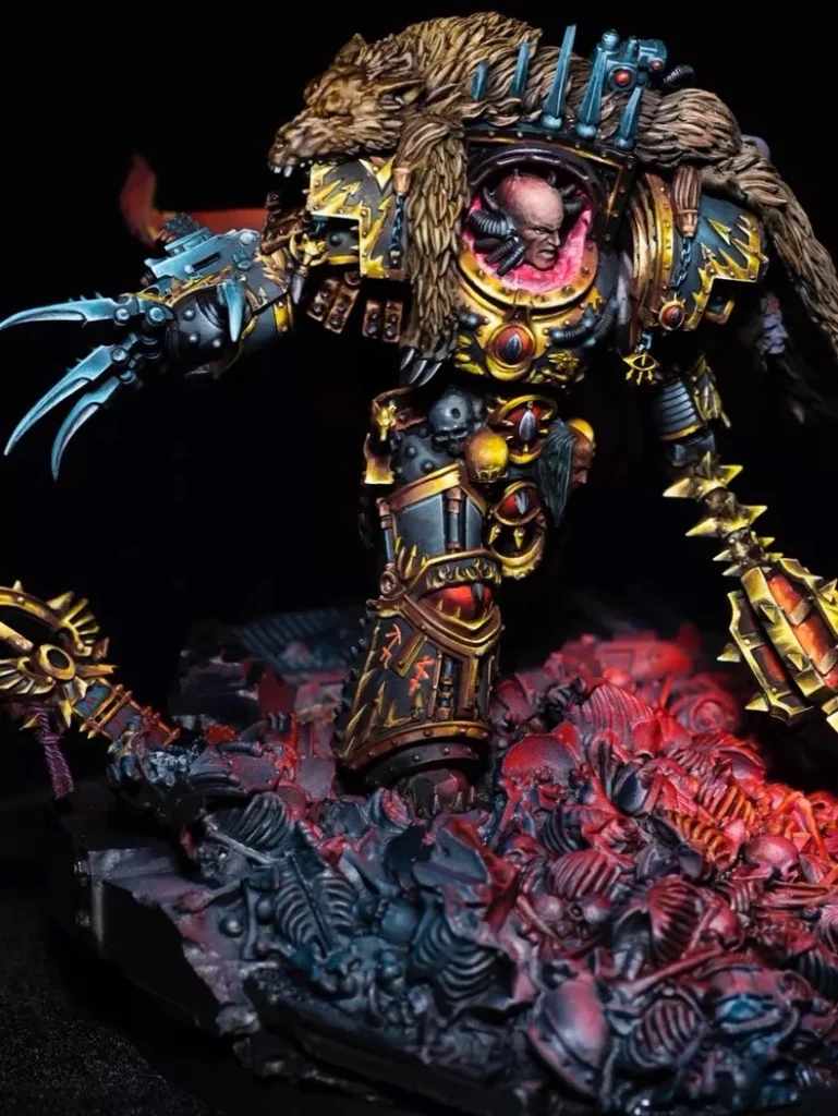 Exhibition painted Warhammer 30K Horus Heresy Horus Ascended - back view full body by Maxon Casting