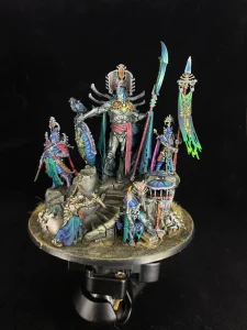 Exhibition painted Warhammer AoS Ossiarch Bonereapers Katakros Ossiarch Banner - front view full body by Maxon Casting