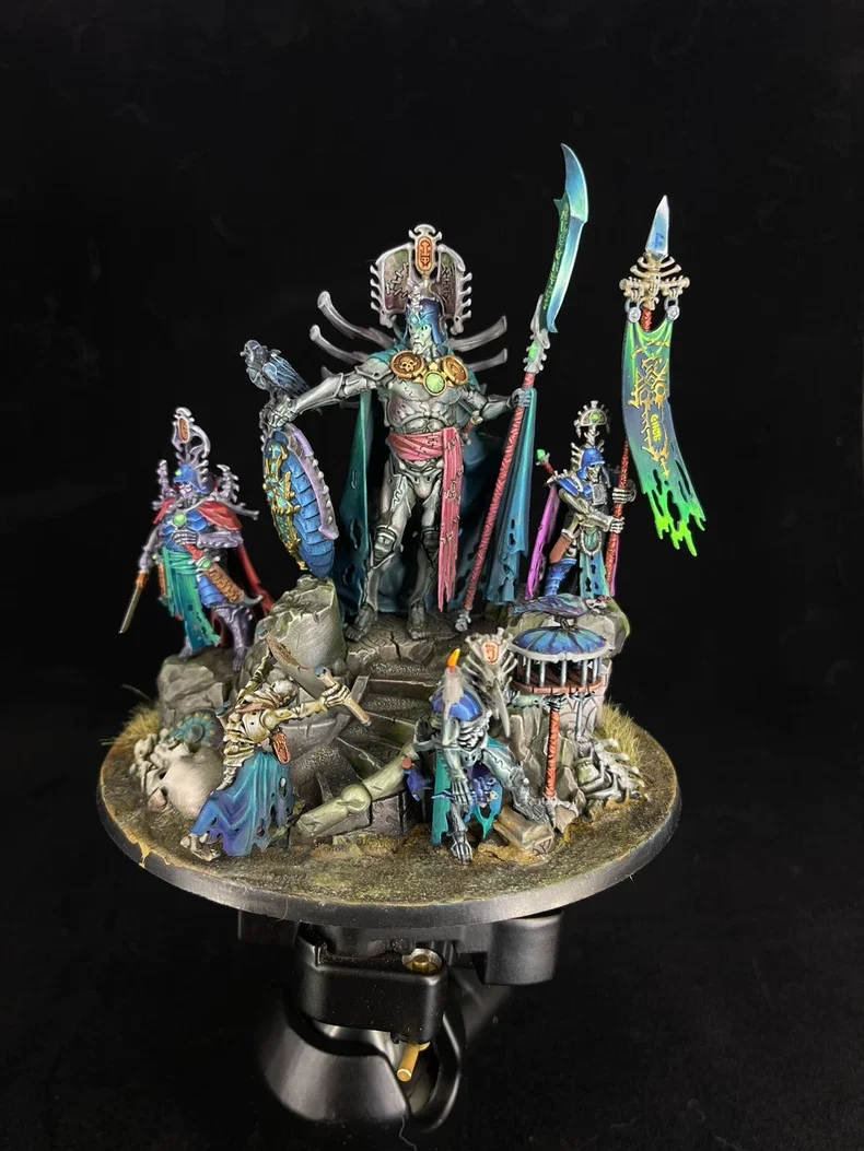 Exhibition painted Warhammer AoS Ossiarch Bonereapers Katakros Ossiarch Banner - front view full body by Maxon Casting