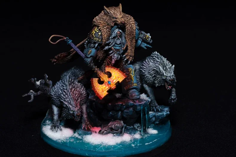 Exhibition painted Warhammer 40K Space Wolves Logan Grimnar - front view full body by Maxon Casting