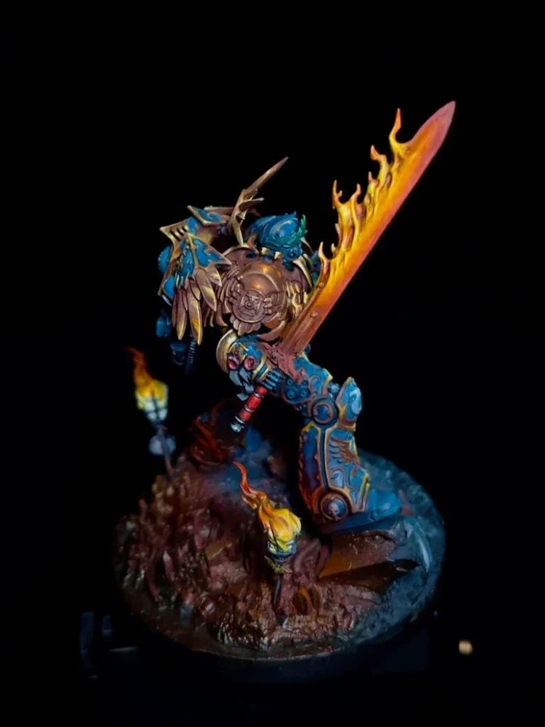 Exhibition Roboute Guilliman armor texture detail by Maxon Casting - Warhammer 40K Ultramarines commission painting